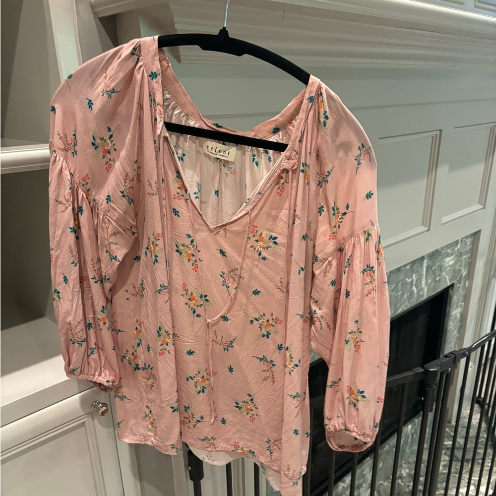 Velvet Sanderine Floral Print Peasant Top - Picture 6 of 9